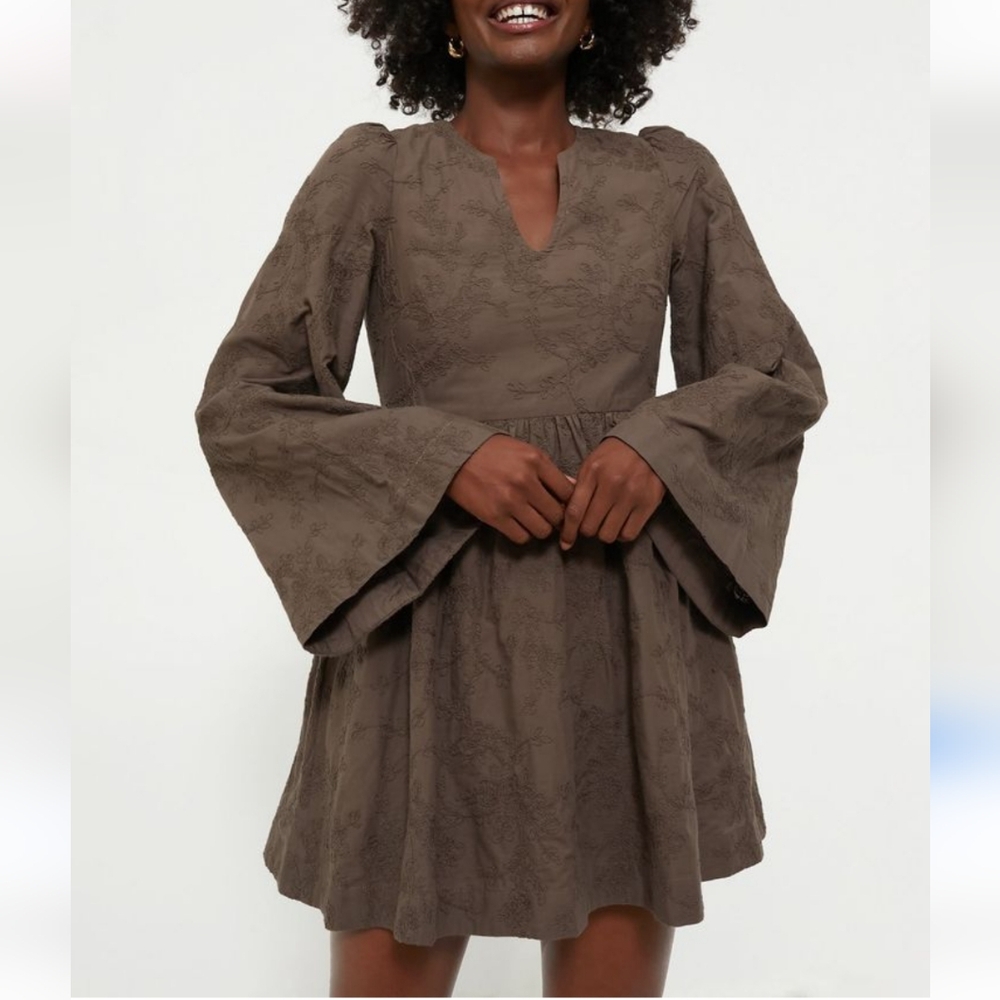 Hyacinth House Textured Becca Mini Dress In Brown Numerous Sizes
